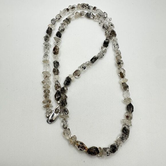 24" of all Herkimer Diamond quartz chip necklace with 925 sterling silver clasp! - Picture 5 of 11